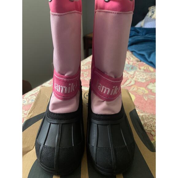 Kamik Pink Snow Boots Kaboom2 Insulated Warm Winter Pull On Girls 12 EUC - Picture 7 of 9